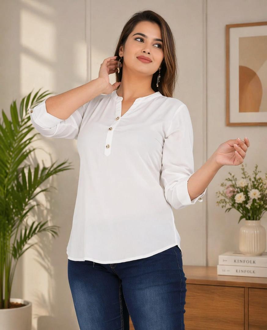 MUSTAKIN CREATION Women Solid Pure Cotton Straight Kurta (White)