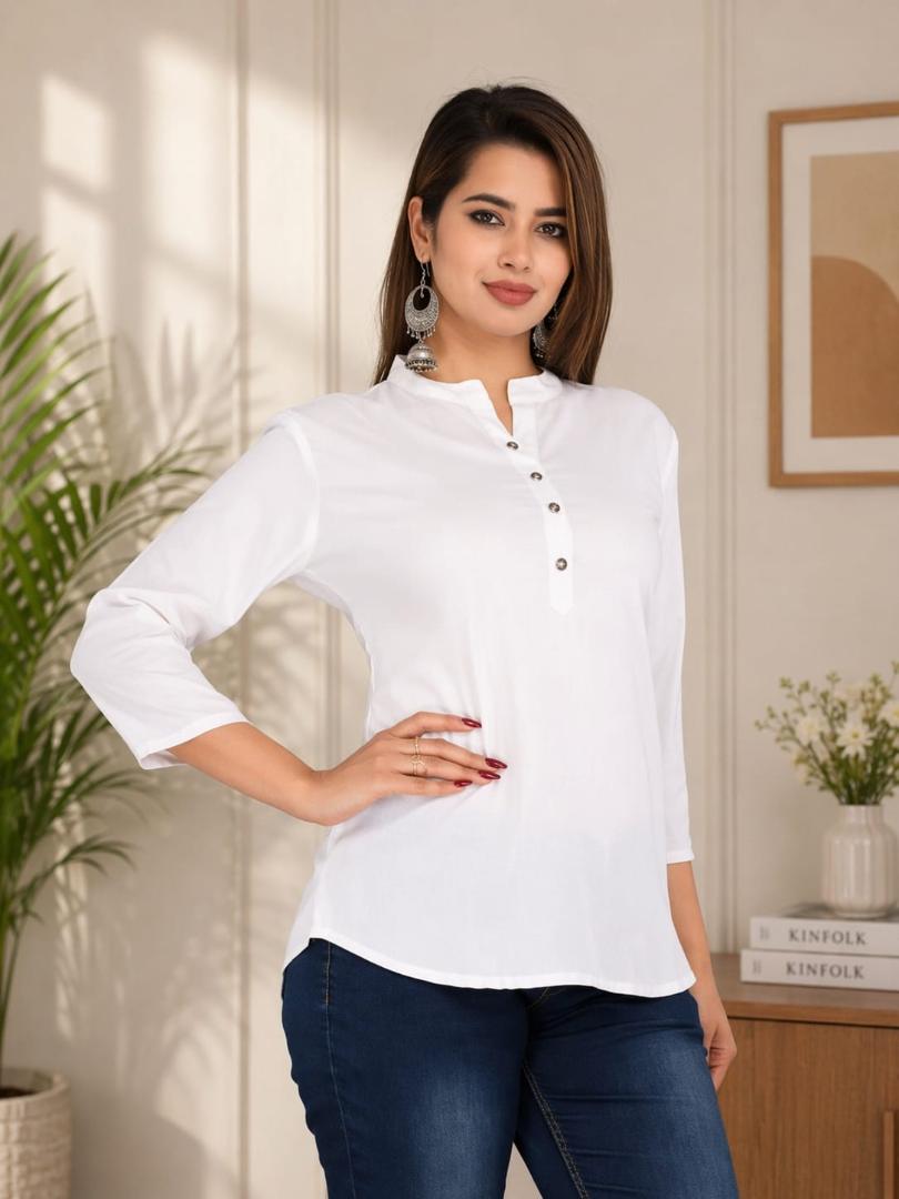 MUSTAKIN CREATION Women Solid Pure Cotton Straight Kurta (White)