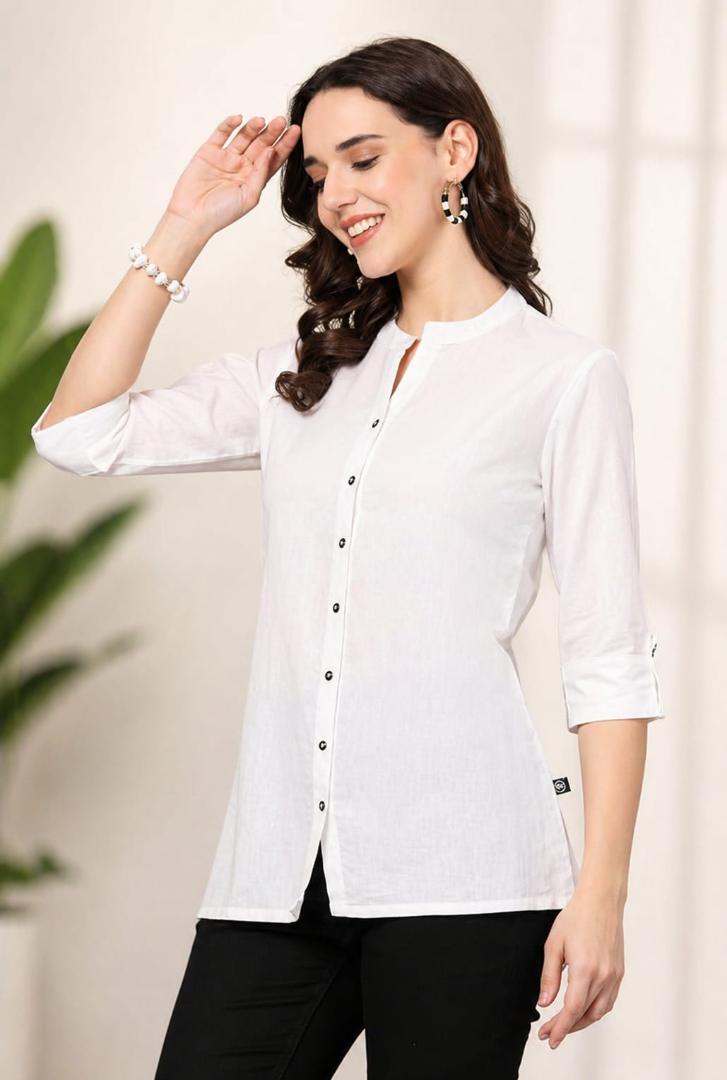 MUSTAKIN CREATION Women Solid Pure Cotton Straight Kurta (White)