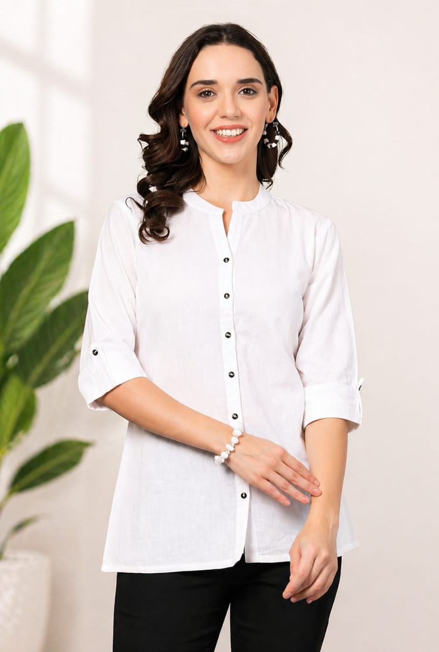 MUSTAKIN CREATION Women Solid Pure Cotton Straight Kurta (White)
